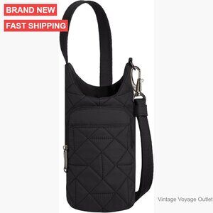 Anti-Theft Insulated Water Bottle Tote with RFID Protection Travel Bag